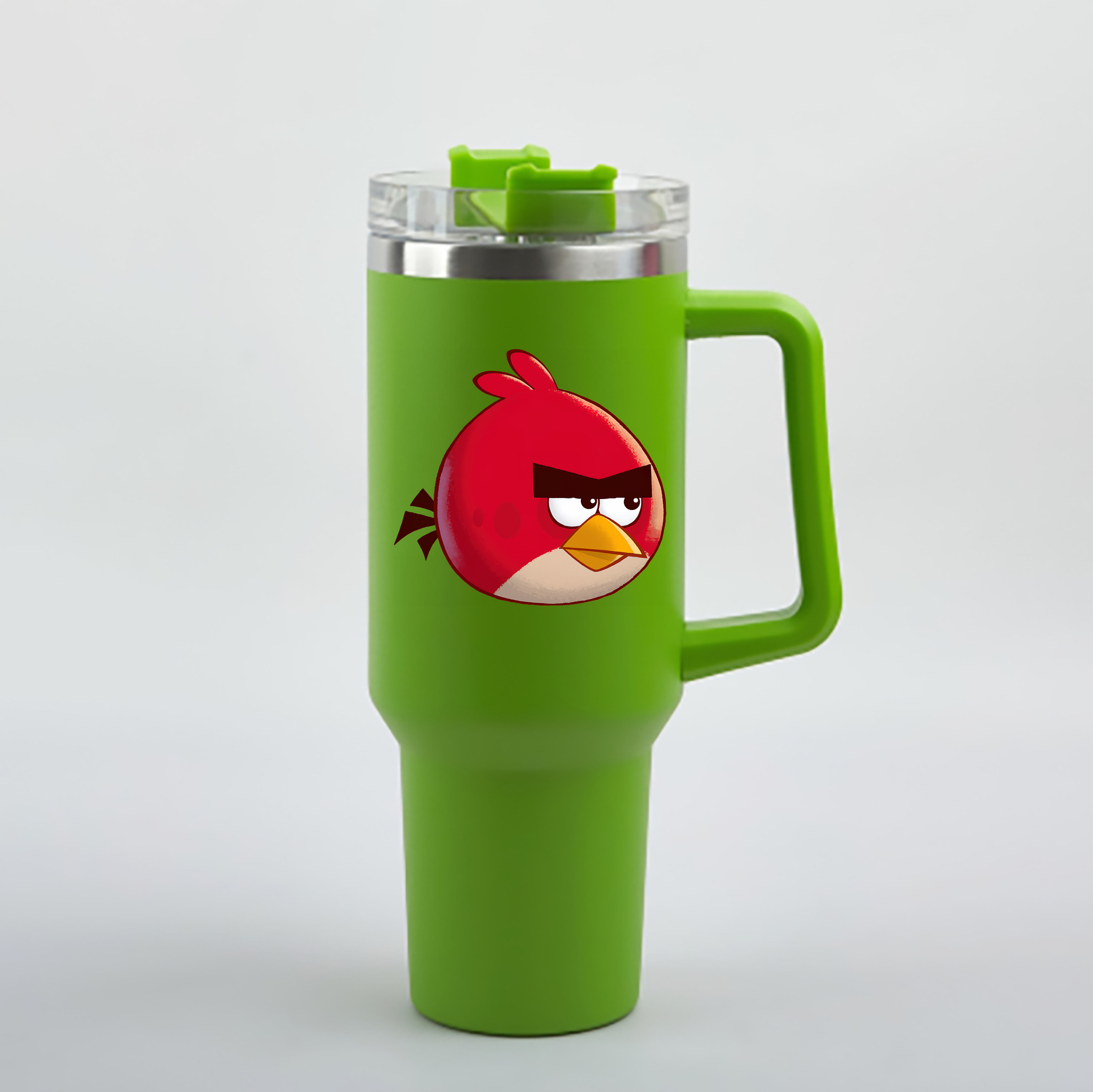（画像用） Angry Birds アングリーバード 1200mL車用タンブラー - クリスタルステッカー（プラスチックストロー付き）